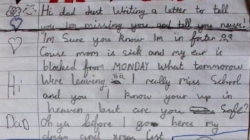 Carta escrita por un niño a su padre fallecido