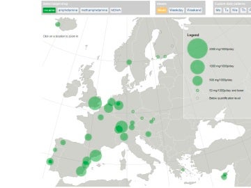 Gráfico del EMCDDA sobre el consumo de cocaína en la UE