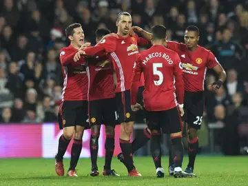 Ibrahimovic celebrando uno de sus goles frente al Bromwich Ibrahimovic celebrando uno de sus goles frente al Bromwich
