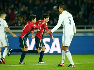 Shibasaki celebra su segundo gol Shibasaki celebra su segundo gol