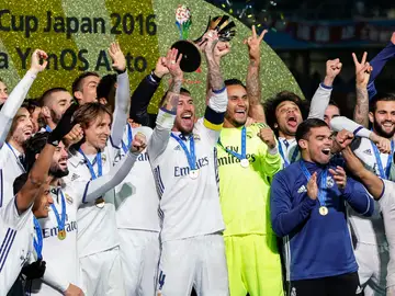 El Real Madrid celebrando el Mundial de Clubes El Real Madrid celebrando el Mundial de Clubes