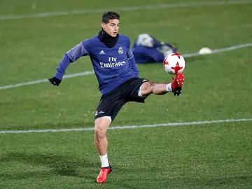 James Rodríguez en un entrenamiento con el Real Madrid James Rodríguez en un entrenamiento con el Real Madrid