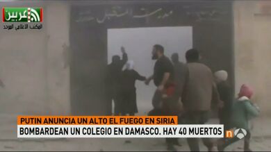Bombardean una escuela en Damasco mientras Putin anuncia un nuevo alto el fuego en Siria que comenzará esta medianoche
