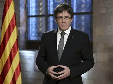 Carles Puigdemont, durante el discurso Carles Puigdemont, durante el discurso