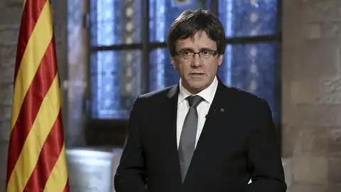 Carles Puigdemont, durante el discurso Carles Puigdemont, durante el discurso