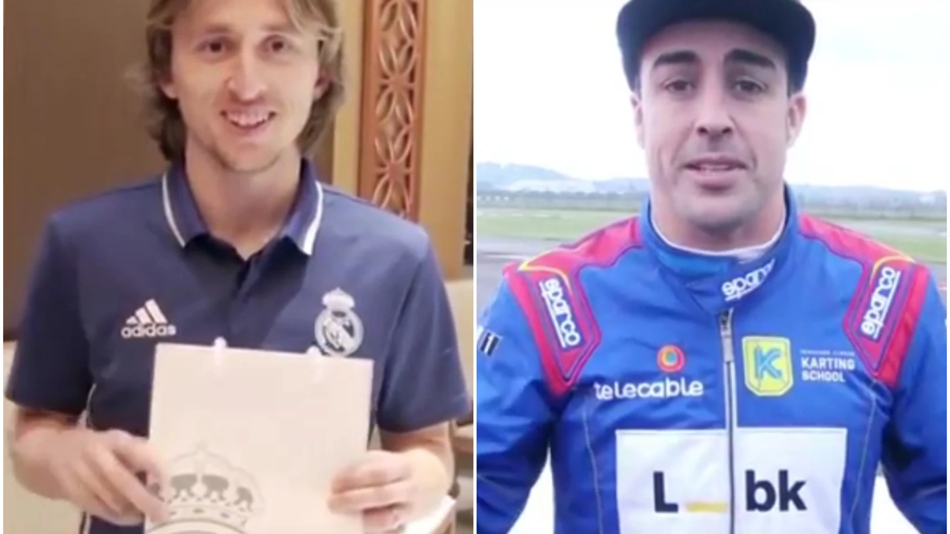 Luka Modric y Fernando Alonso intercambian regalos