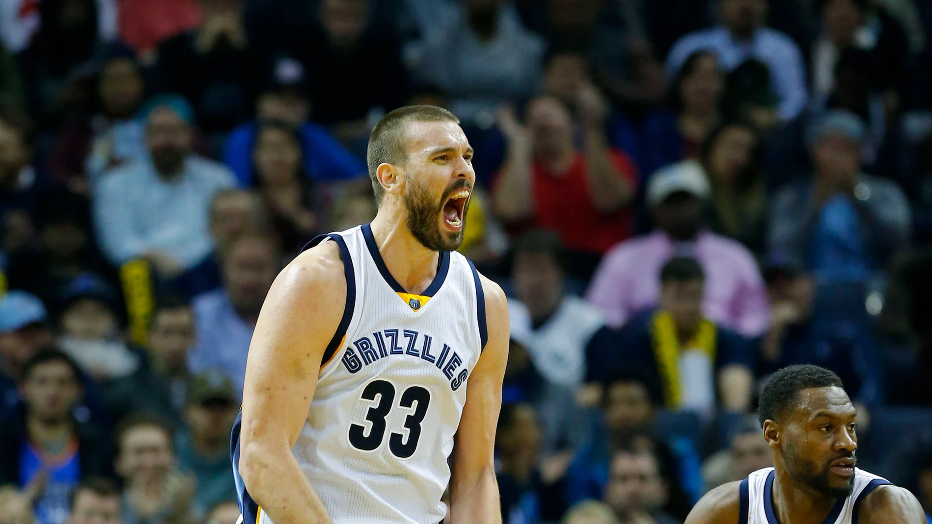 Marc Gasol celebra una canasta contra los Thunder Marc Gasol celebra una canasta contra los Thunder