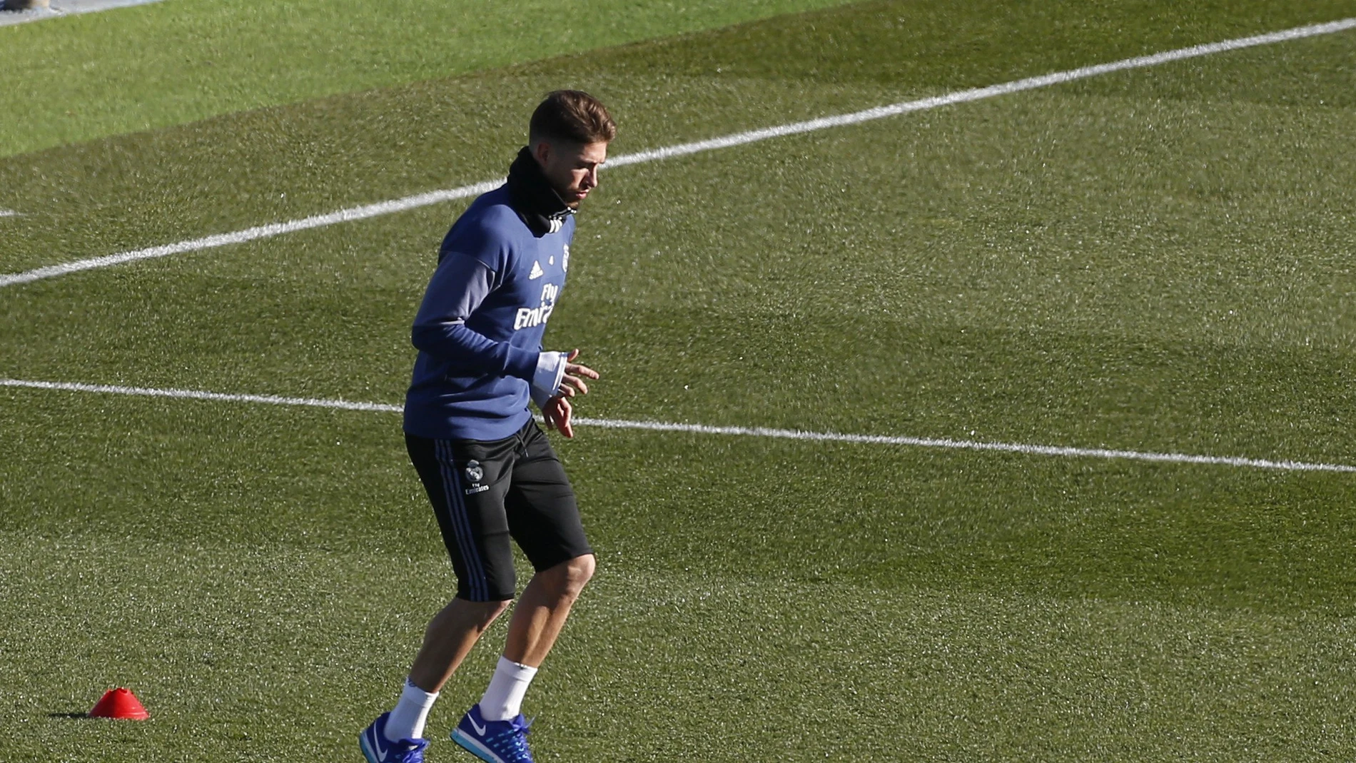 Sergio Ramos, durante un entrenamiento del Real Madrid Sergio Ramos, durante un entrenamiento del Real Madrid