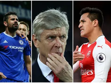 Diego Costa, Arsene Wenger y Alexis Sánchez Diego Costa, Arsene Wenger y Alexis Sánchez