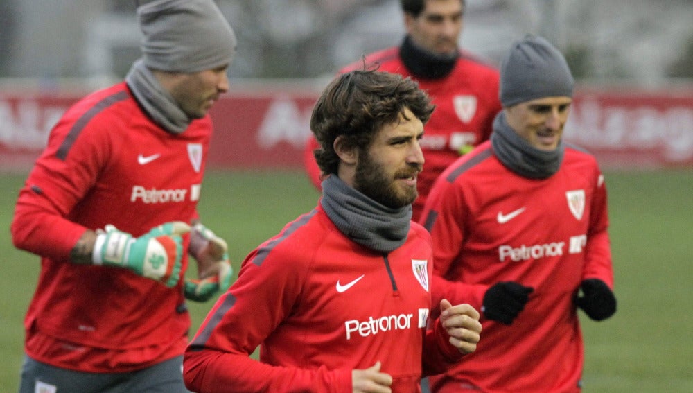 Yeray, durante un entrenamiento con el Athletic