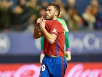 Clerc celebra su gol frente al Valencia en el descuento