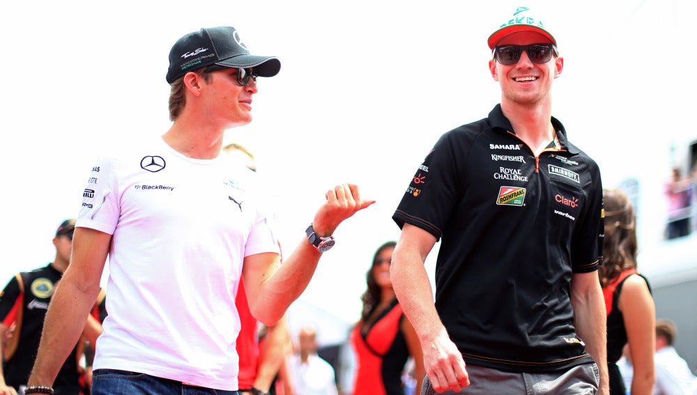 Rosberg y Hulkenberg, en Montreal, Canada