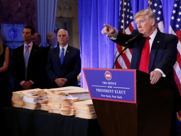 Donald Trump en la primera rueda de prensa como presidente electo