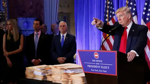Donald Trump en la primera rueda de prensa como presidente electo Donald Trump en la primera rueda de prensa como presidente electo