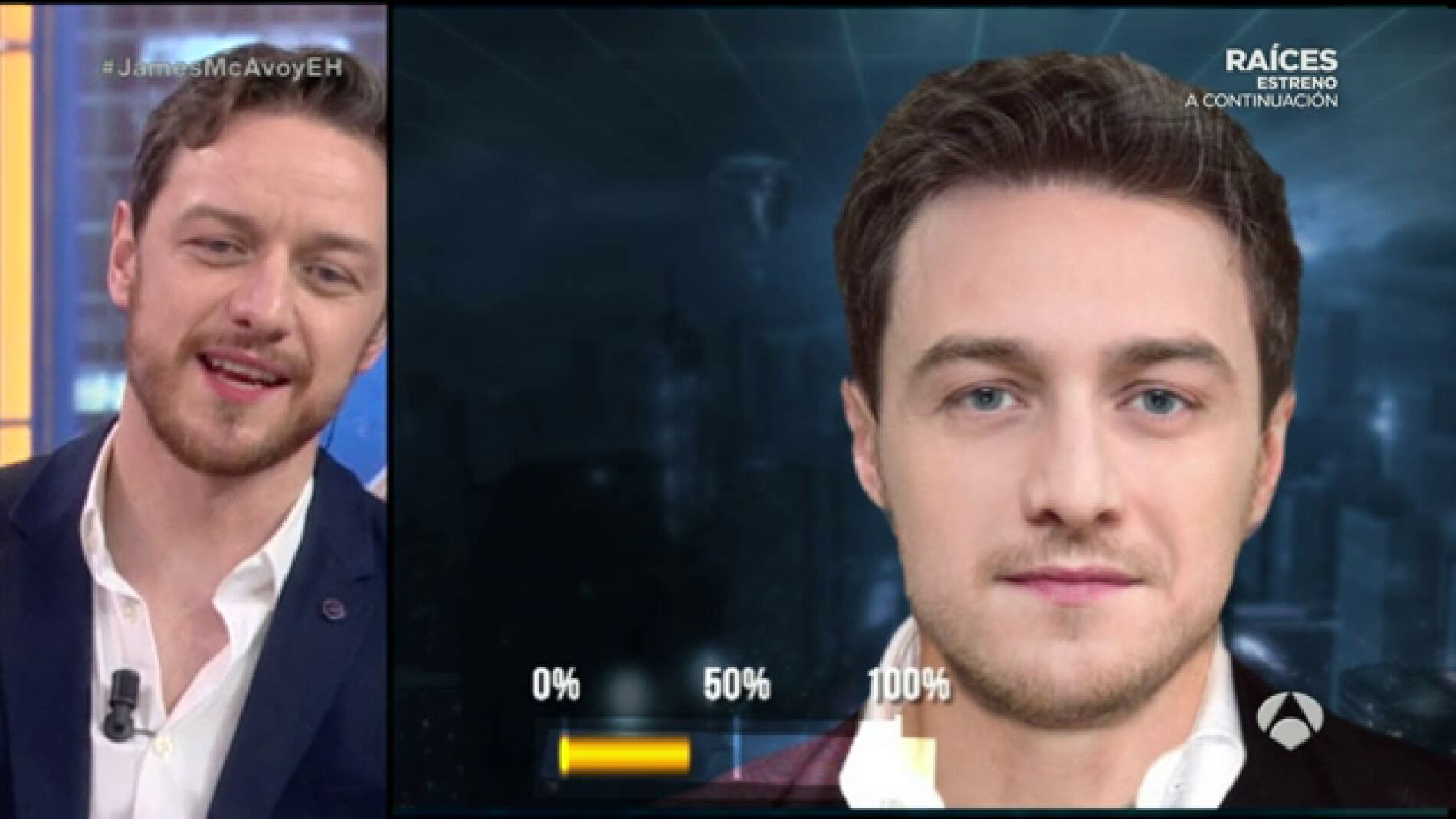 Frame 117.946666 de: As&Atilde;&shy; ser&Atilde;&shy;a la cara de James McAvoy fusionada con la de su compa&Atilde;&plusmn;ero, Daniel Radcliffe