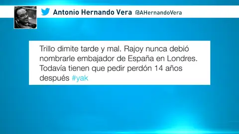 Frame 5.405705 de: Los partidos políticos también han reaccionado ante la dimisión de Trillo como embajador Frame 5.405705 de: Los partidos políticos también han reaccionado ante la dimisión de Trillo como embajador
