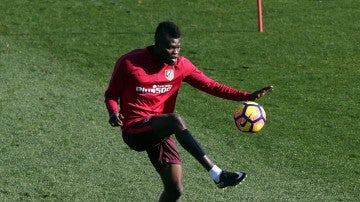 Thomas, durante un entrenamiento con el Atlético de Madrid