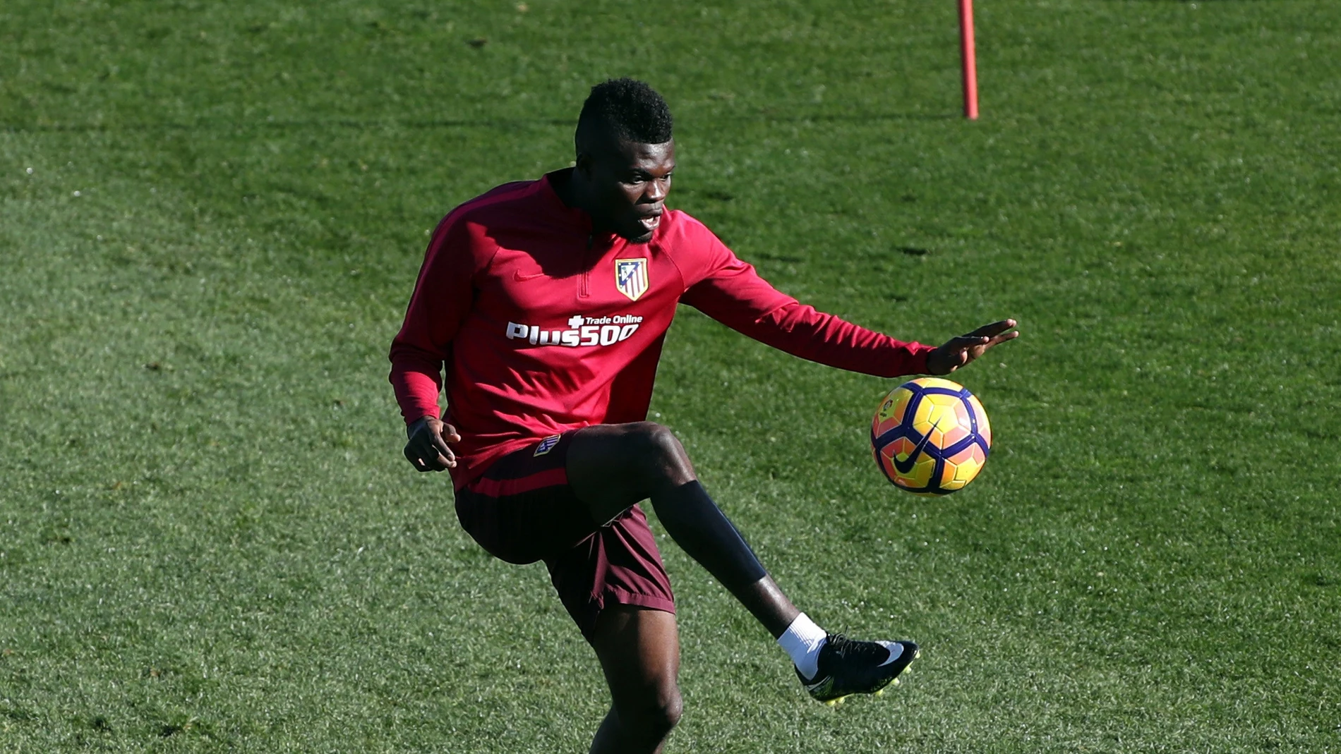Thomas, durante un entrenamiento con el Atlético de Madrid Thomas, durante un entrenamiento con el Atlético de Madrid