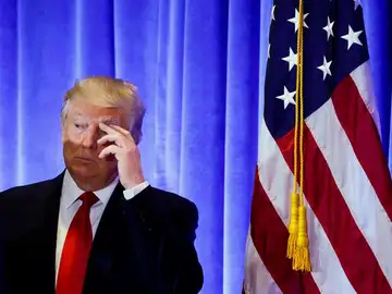 Donald Trump, durante su primera rueda de prensa como presidente Donald Trump, durante su primera rueda de prensa como presidente
