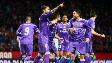 Ramos celebra un gol en el Sánchez Pizjuán