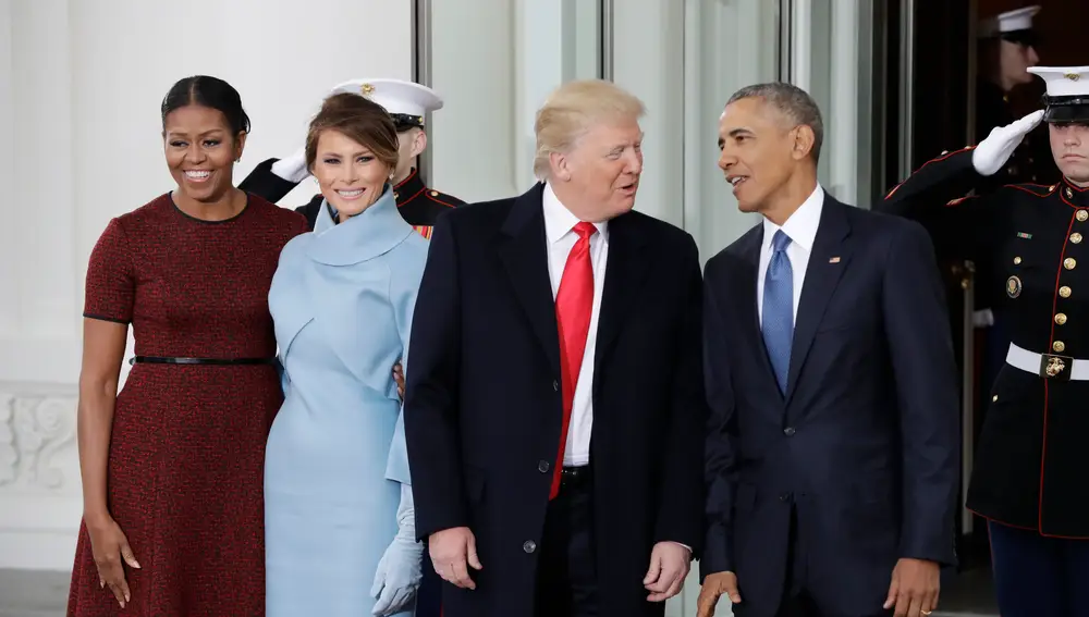 Michelle Obama, Melania Trump, Donald Trump y Barack Obama