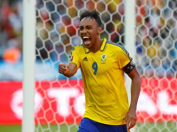 Aubameyang celebrando un gol con su selección Aubameyang celebrando un gol con su selección
