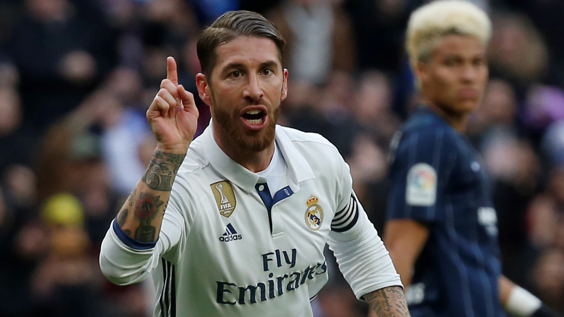 Sergio Ramos celebra uno de sus goles durante el Real Madrid - Málaga Sergio Ramos celebra uno de sus goles durante el Real Madrid - Málaga