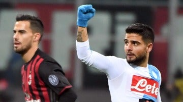 Insigne celebrando su gol frente al Milan