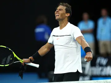 Rafa Nadal celebra su victoria ante Zverev Rafa Nadal celebra su victoria ante Zverev