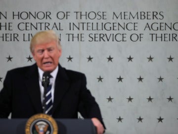 Donald Trump, en una rueda de prensa desde la CIA