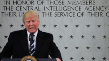 Donald Trump, en una rueda de prensa desde la CIA