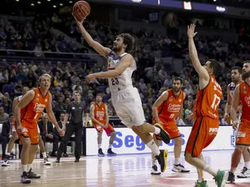 Sergio Llull se aproxima a canasta Sergio Llull se aproxima a canasta