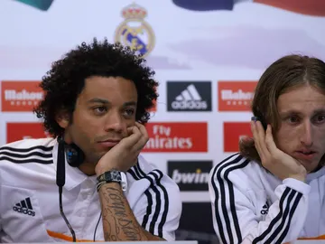 Marcelo y Modric, durante una rueda de prensa Marcelo y Modric, durante una rueda de prensa