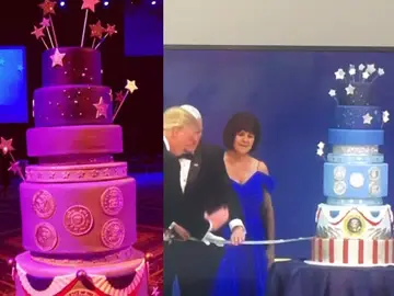 Comparativa de la tarta de la toma de posesión de Obama y la de Trump Comparativa de la tarta de la toma de posesión de Obama y la de Trump