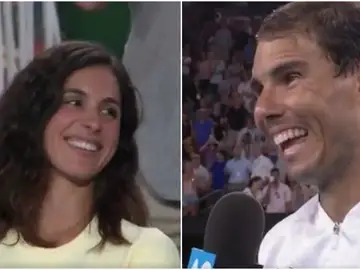 Xisca y Rafa Nadal en la pista central del Abierto de Australia Xisca y Rafa Nadal en la pista central del Abierto de Australia