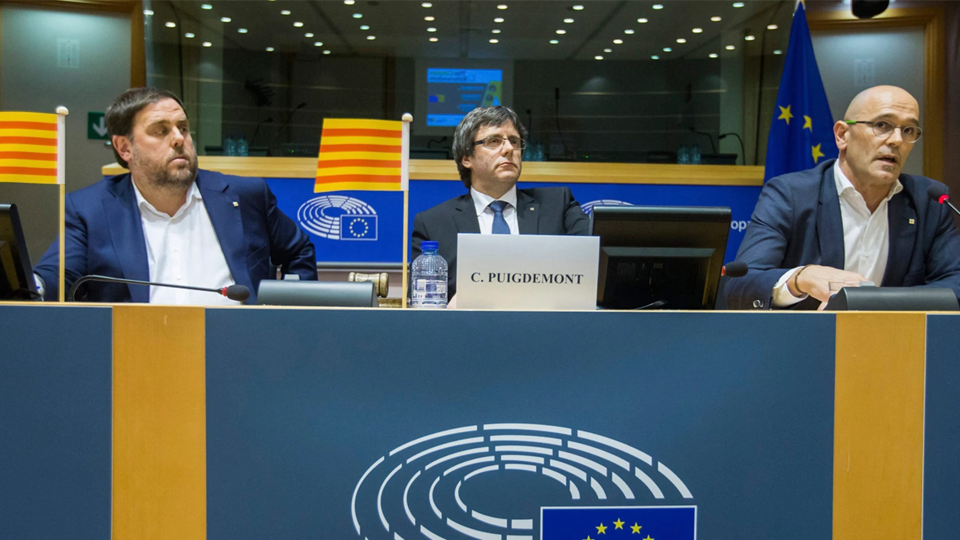 Oriol Junqueras, Carles Puigdemont y Raúl Romeva Oriol Junqueras, Carles Puigdemont y Raúl Romeva