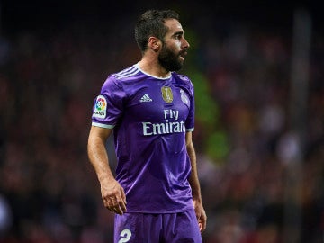 Carvajal en un partido con el Real Madrid