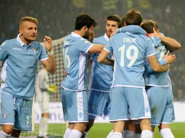 Los jugadores de la Lazio celebrando uno de los goles frente al Inter Los jugadores de la Lazio celebrando uno de los goles frente al Inter