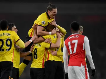 Los jugadores del Watford celebran un gol ante el Arsenal Los jugadores del Watford celebran un gol ante el Arsenal