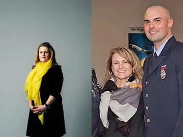 Roseann Sdoia, víctima del atentado de Boston, y el bombero Mike Materia, el bombero que la rescató Roseann Sdoia, víctima del atentado de Boston, y el bombero Mike Materia, el bombero que la rescató