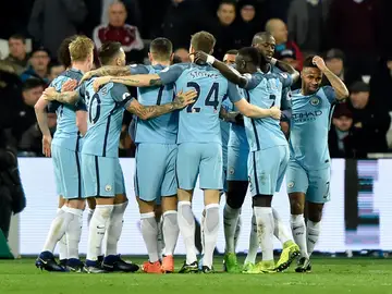 El Manchester City celebrando uno de sus goles El Manchester City celebrando uno de sus goles