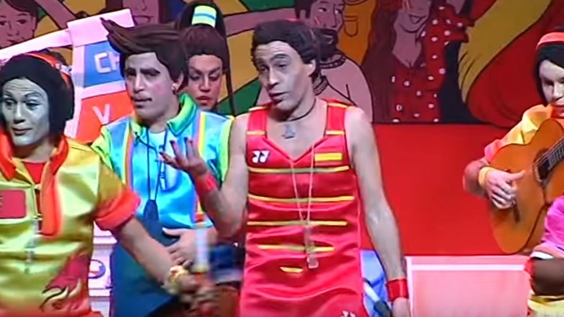 La doble de Carolina Marín, durante la murga en el Carnaval Colombino La doble de Carolina Marín, durante la murga en el Carnaval Colombino