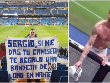 Sergio Ramos reclama a la grada su bandeja de lomo en manteca Sergio Ramos reclama a la grada su bandeja de lomo en manteca