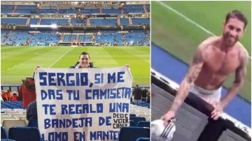 Sergio Ramos reclama a la grada su bandeja de lomo en manteca