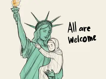 Uno de los dibujos en apoyo a los inmigrantes Uno de los dibujos en apoyo a los inmigrantes