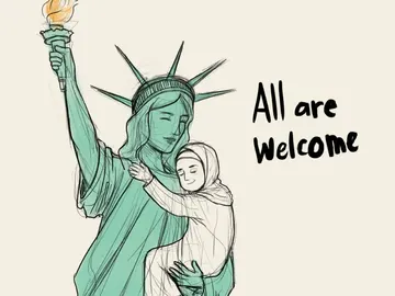 Uno de los dibujos en apoyo a los inmigrantes Uno de los dibujos en apoyo a los inmigrantes