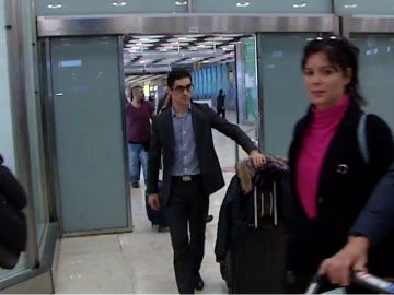 Javier Fernández, a su llegada al aeropuerto de Barajas