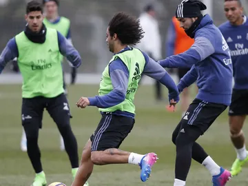 Marcelo en un entrenamiento con el Real Madrid Marcelo en un entrenamiento con el Real Madrid
