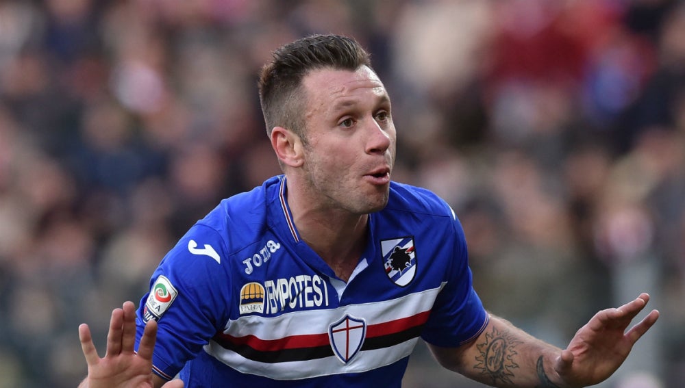 Cassano, en un partido con la Sampdoria