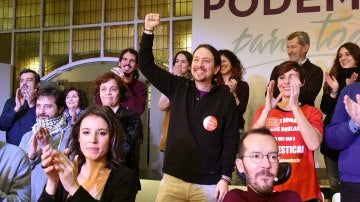Pablo Iglesias durante su primer mitin de campaña 'Podemos para todas'